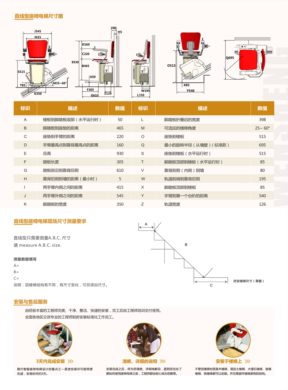 座椅电梯参数